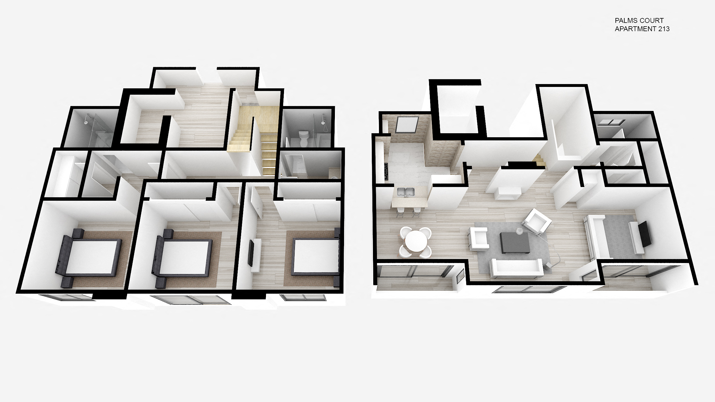 Floor plan for 3 beds, 2 baths, 1450 sqft